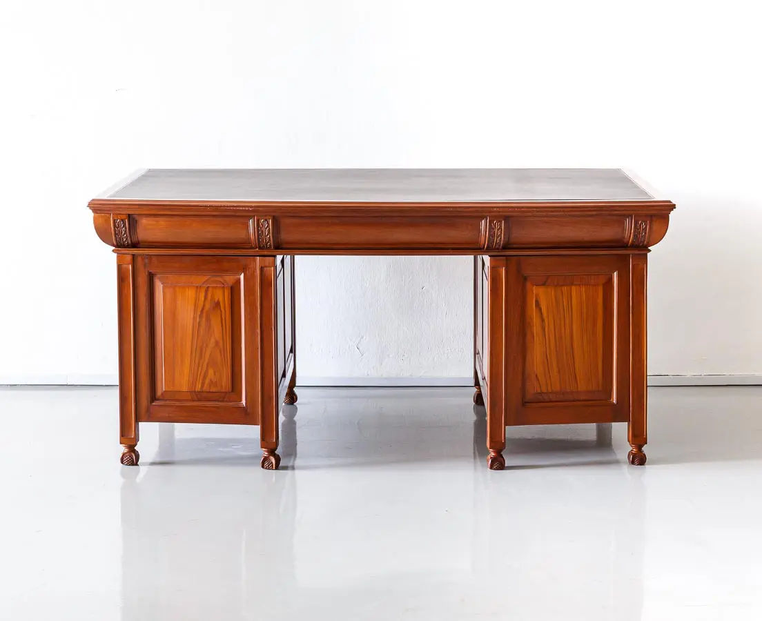 Antique Desks - British Colonial Teakwood Bow Fronted Desk - The Past Perfect Collection - Singapore