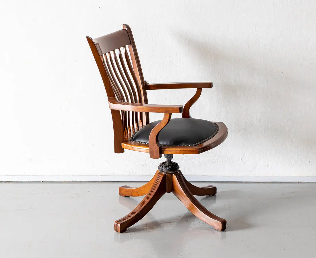 Antique Chairs - British Colonial Teakwood Desk Chair - The past Perfect collection - Singapore
