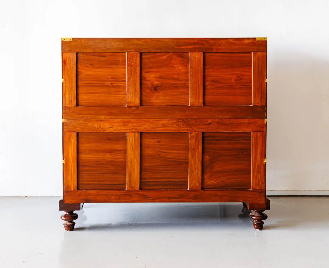 Antique Chests of Drawers - British Colonial Rosewood Campaign Chest of Drawers - The Past Perfect Collection