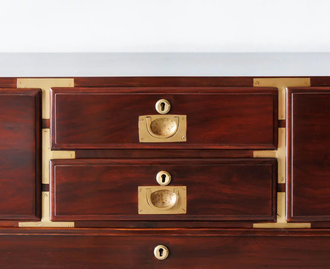 Antique Chests of Drawers - British Colonial Rosewood Campaign Chest of Drawers - The Past Perfect Collection