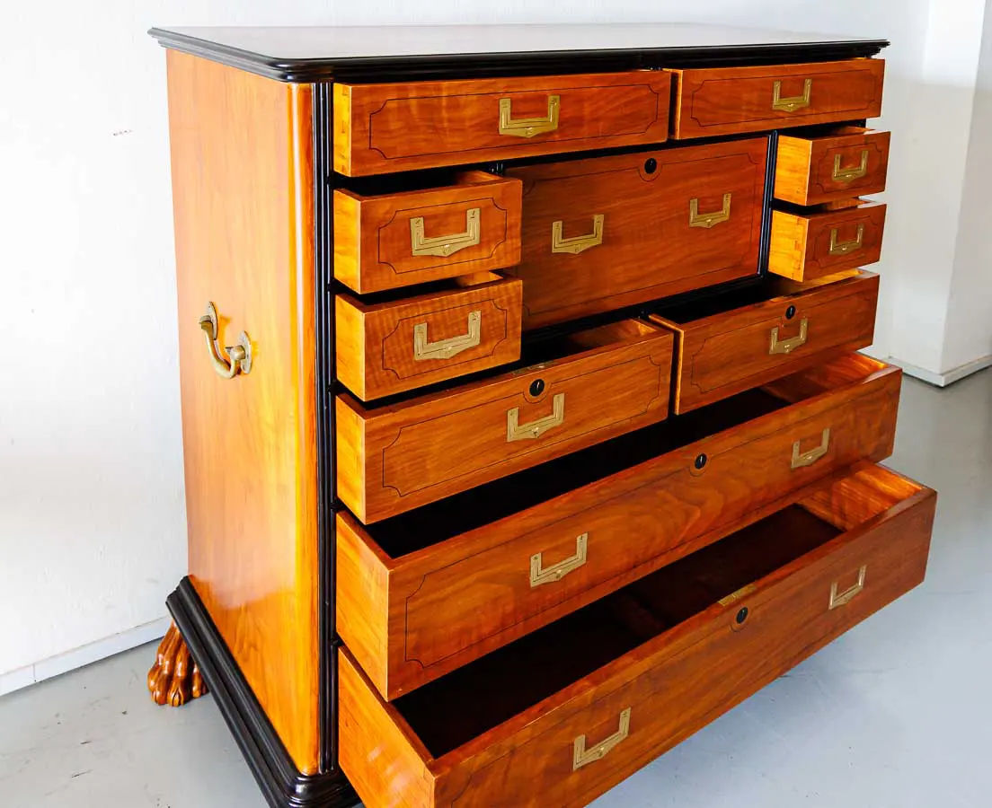 Antique Chests - British Colonial Camphor Secretaire Chest of Drawers - The Past Perfect Collection - Singapore