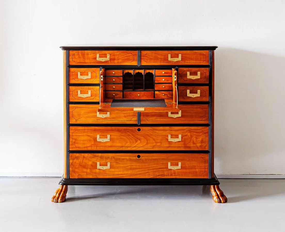 Antique Chests - British Colonial Camphor Secretaire Chest of Drawers - The Past Perfect Collection - Singapore