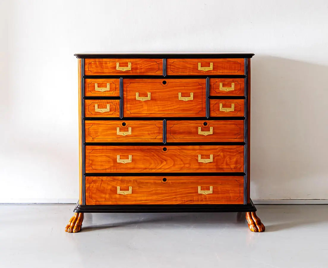 Antique Chests - British Colonial Camphor Secretaire Chest of Drawers - The Past Perfect Collection - Singapore