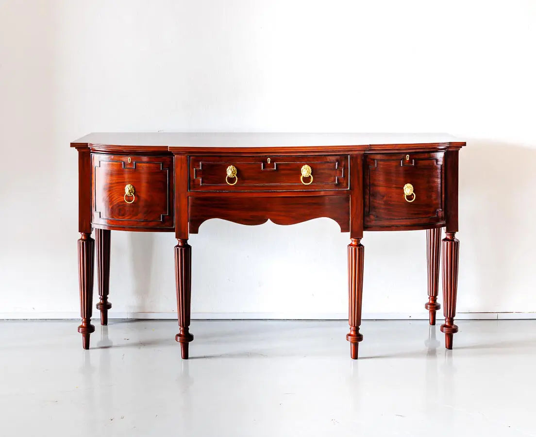 Antique Sideboards - British Colonial Mahogany Bow Front Sideboard - The Past Perfect Collection - Singapore