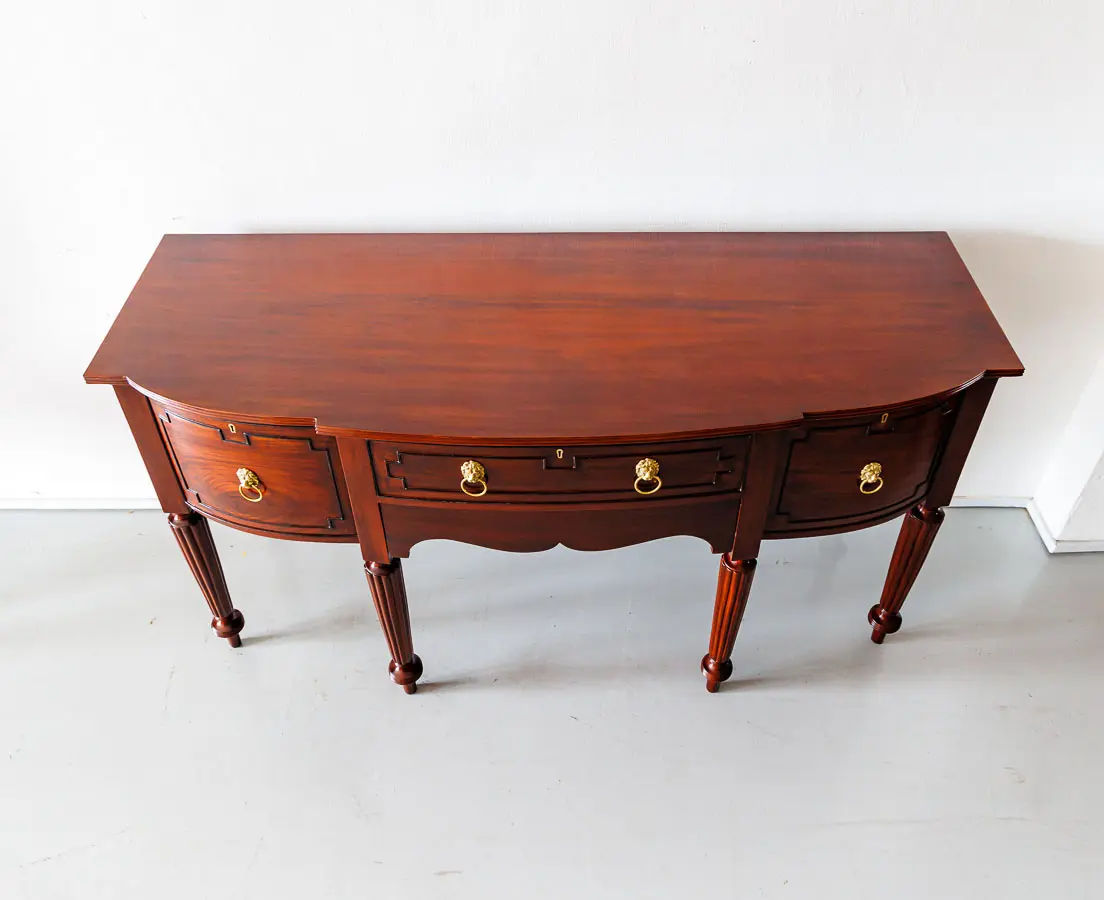 Antique Sideboards - British Colonial Mahogany Bow Front Sideboard - The Past Perfect Collection - Singapore