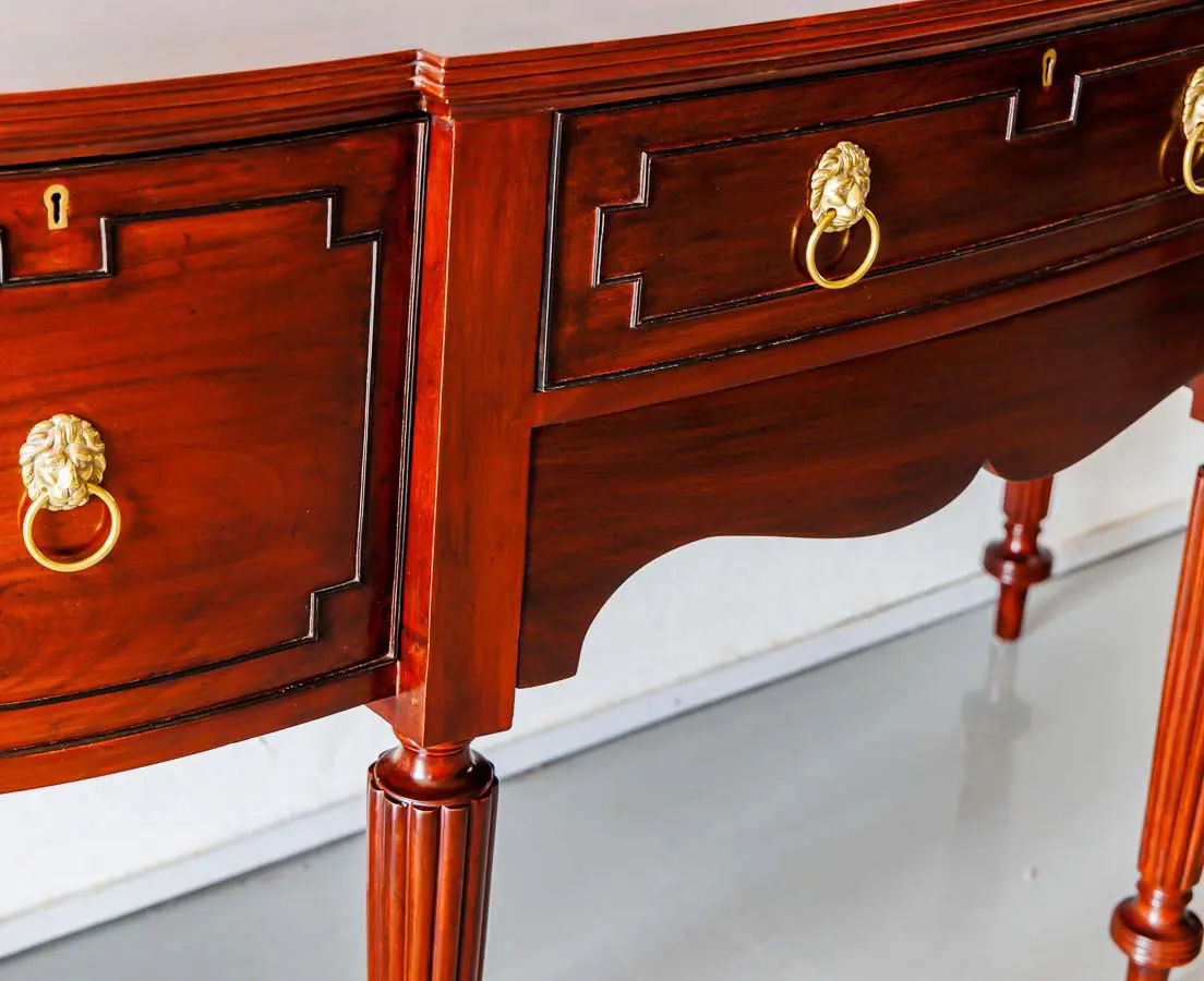 Antique Sideboards - British Colonial Mahogany Bow Front Sideboard - The Past Perfect Collection - Singapore