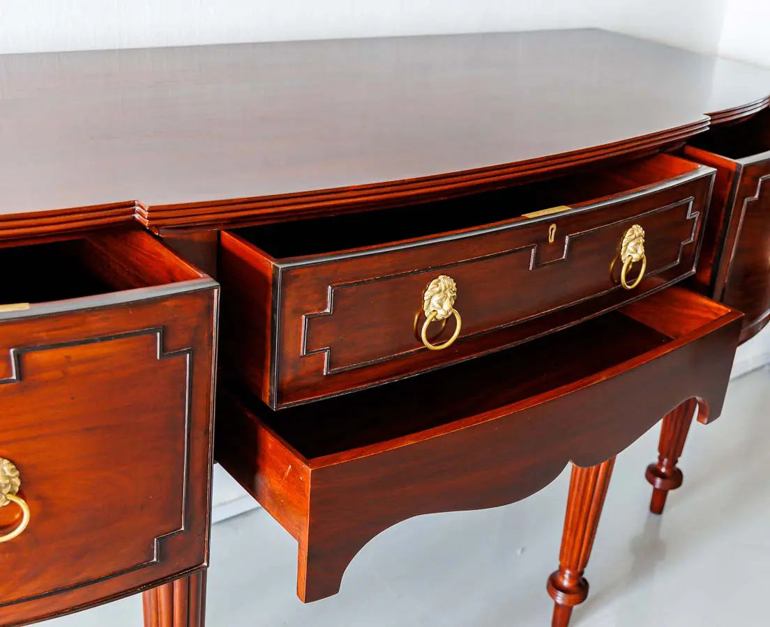 Antique Sideboards - British Colonial Mahogany Bow Front Sideboard - The Past Perfect Collection - Singapore
