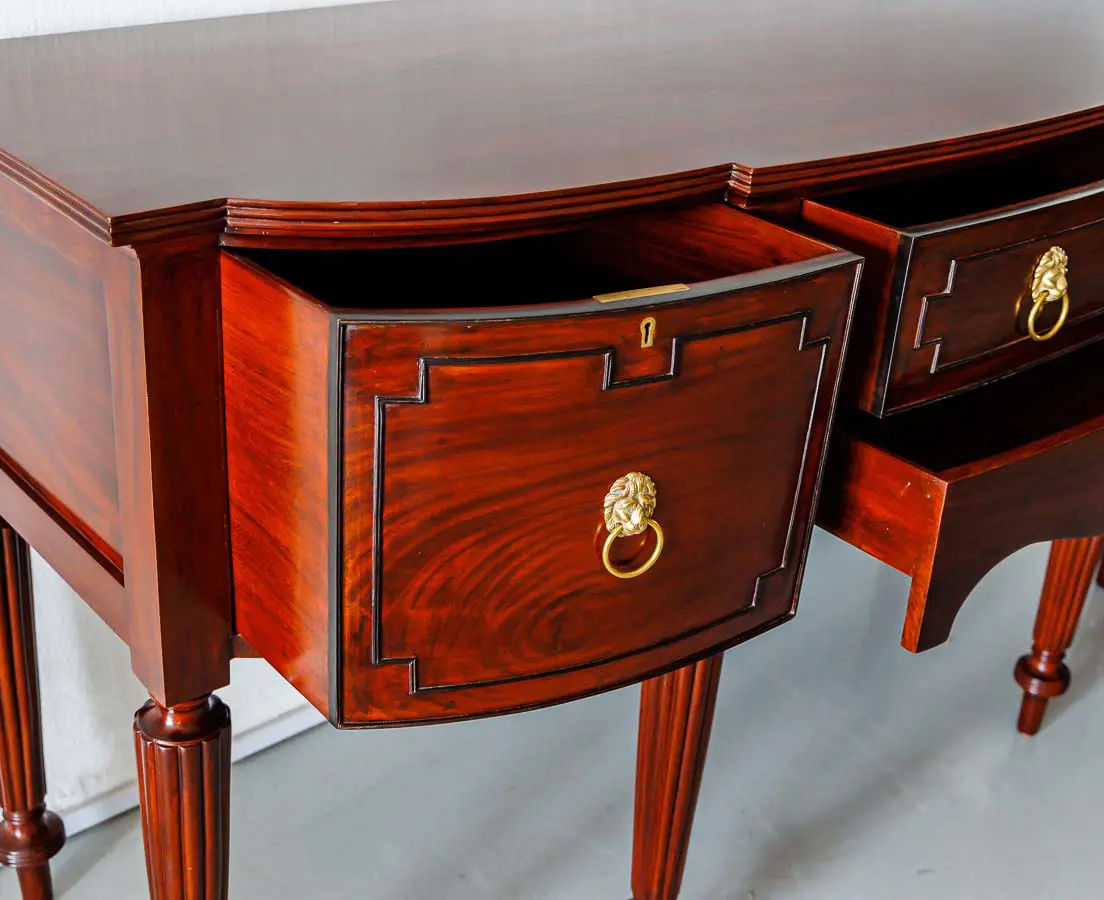 Antique Sideboards - British Colonial Mahogany Bow Front Sideboard - The Past Perfect Collection - Singapore