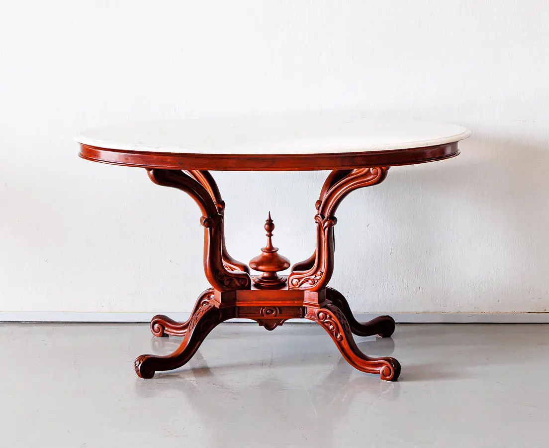 Antique Tables - British Colonial Mahogany Oval Centre Table - The Past Perfect Collection - Singapore
