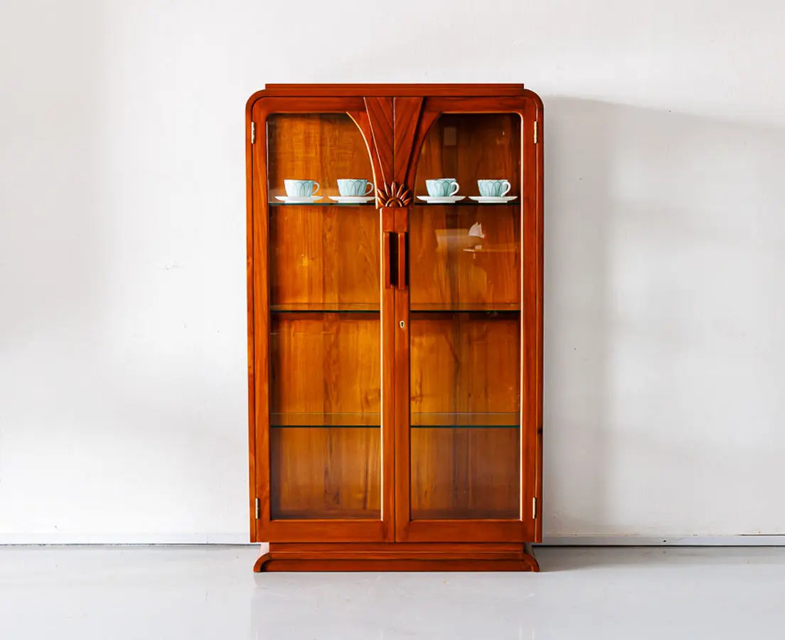 Art Deco Furniture - Art Deco Teakwood Display Cabinet - The Past Perfect Collection Singapore