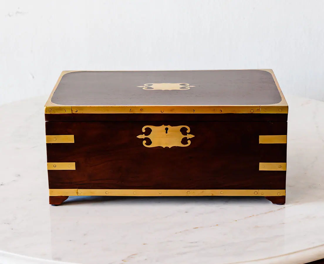 Antique Boxes - British Colonial Mahogany Portable Writing Desk - The Past Perfect Collection - Singapore