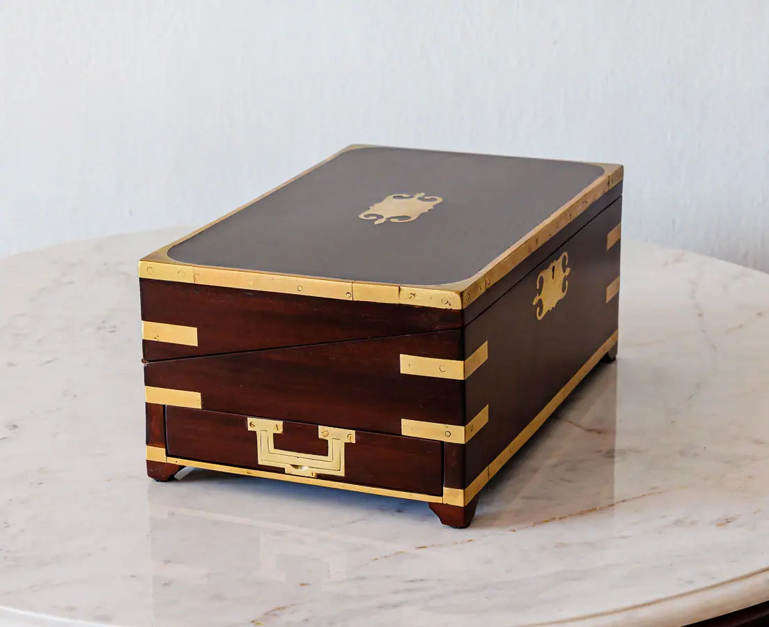 Antique Boxes - British Colonial Mahogany Portable Writing Desk - The Past Perfect Collection - Singapore