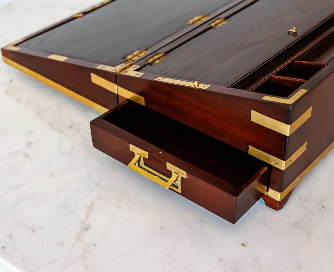 Antique Boxes - British Colonial Mahogany Portable Writing Desk - The Past Perfect Collection - Singapore