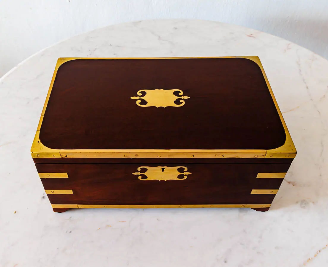 Antique Boxes - British Colonial Mahogany Portable Writing Desk - The Past Perfect Collection - Singapore