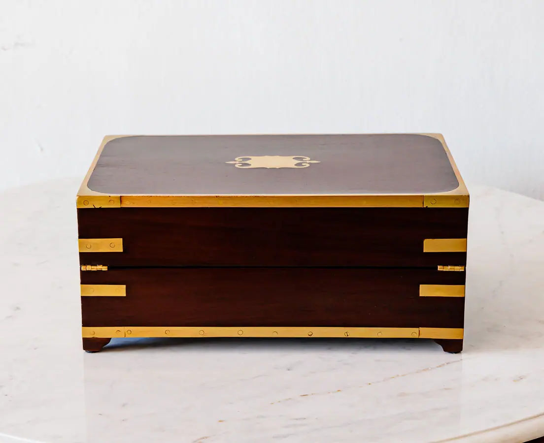 Antique Boxes - British Colonial Mahogany Portable Writing Desk - The Past Perfect Collection - Singapore