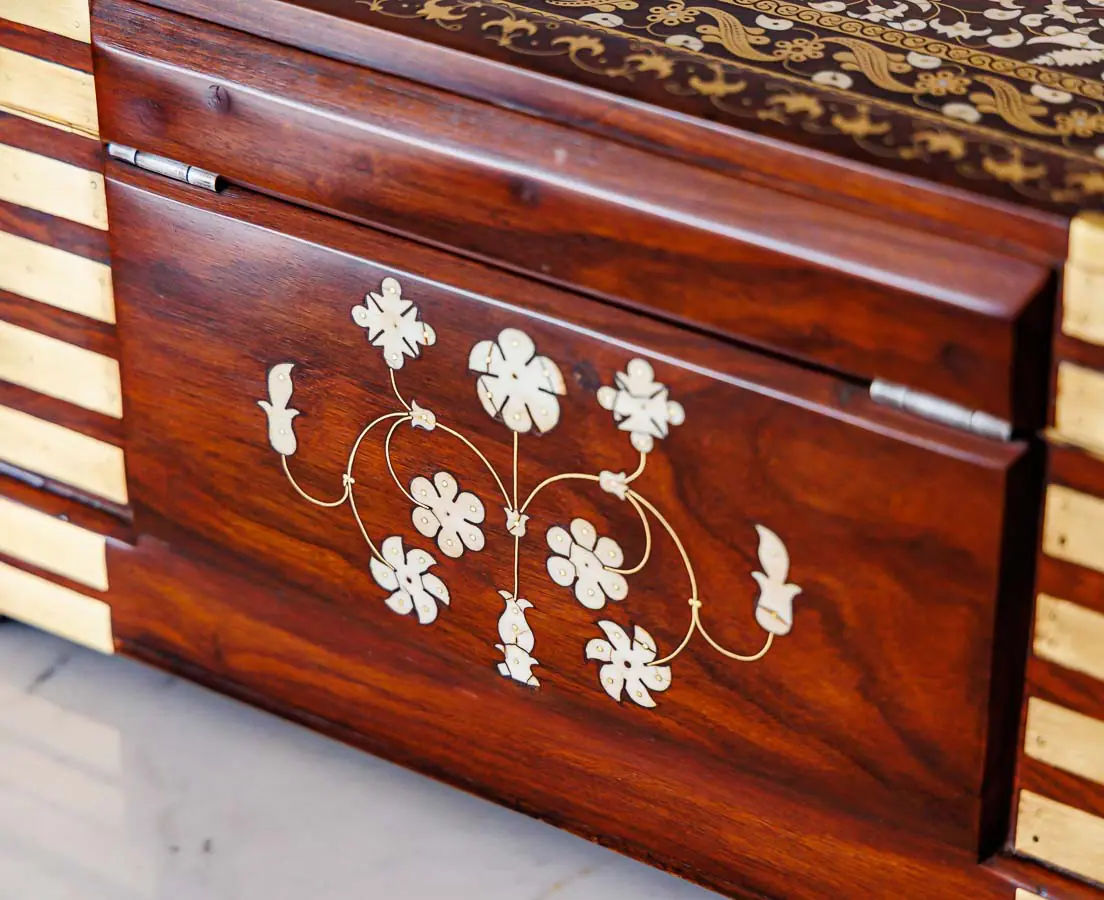 Antique Boxes - Britsih Colonial Brass Inlaid Rosewood Dressing Box - The Past Perfect Collection - Singapore
