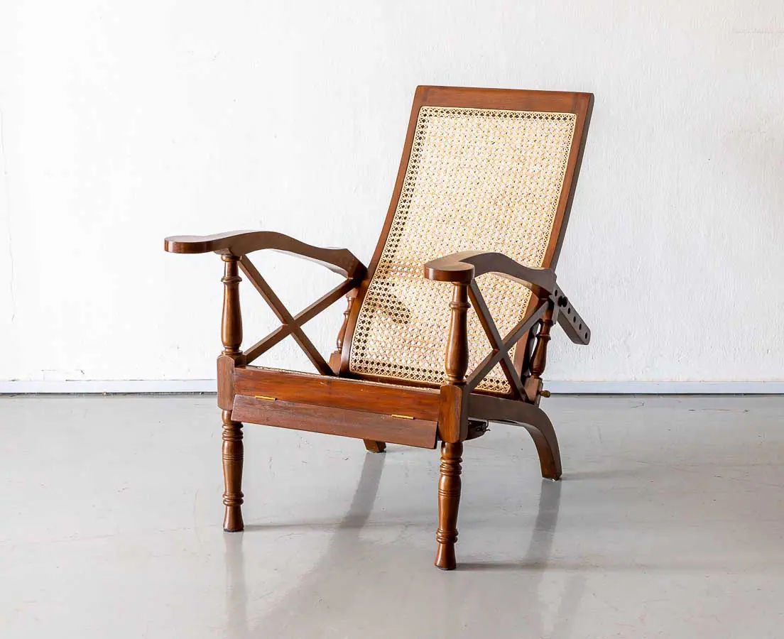 Antique Chairs - British Colonial Teakwood Easy Chair - The Past Perfect Collection - Singapore