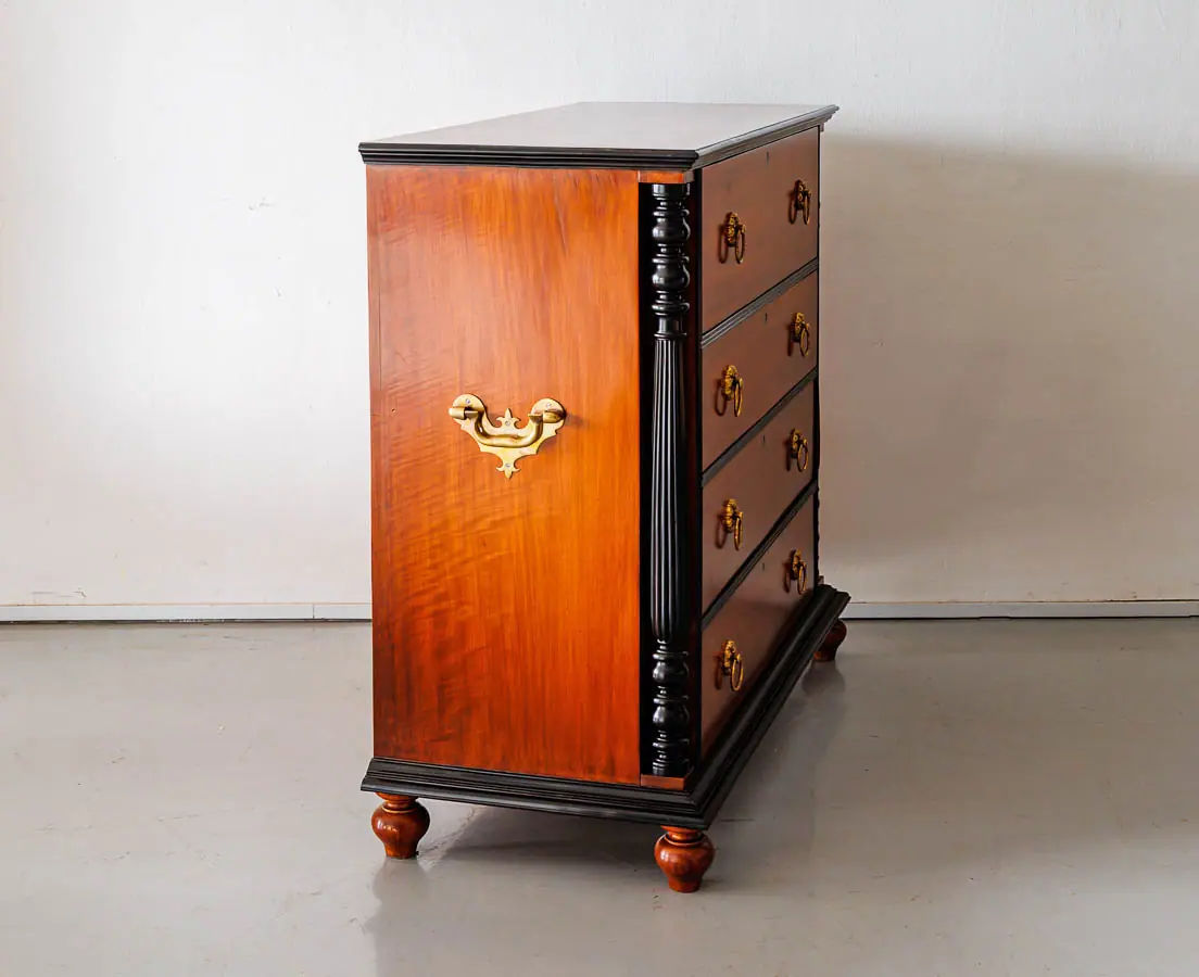 Antique Chests of Drawers - British Colonial Camphor & Ebony Secretaire Chest of Drawers - The Past Perfect Collection Singapore