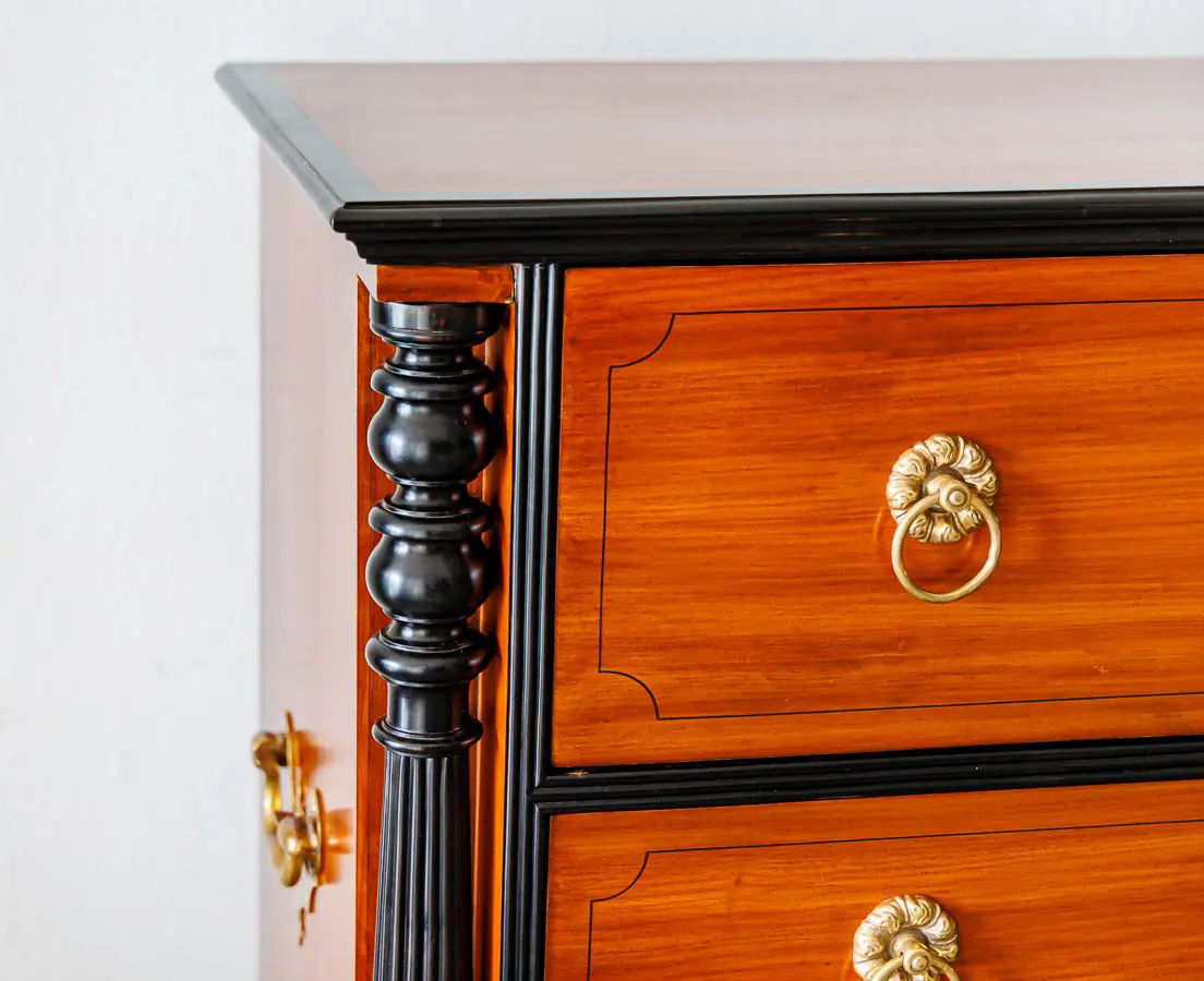 Antique Chests of Drawers - British Colonial Camphor & Ebony Secretaire Chest of Drawers - The Past Perfect Collection Singapore