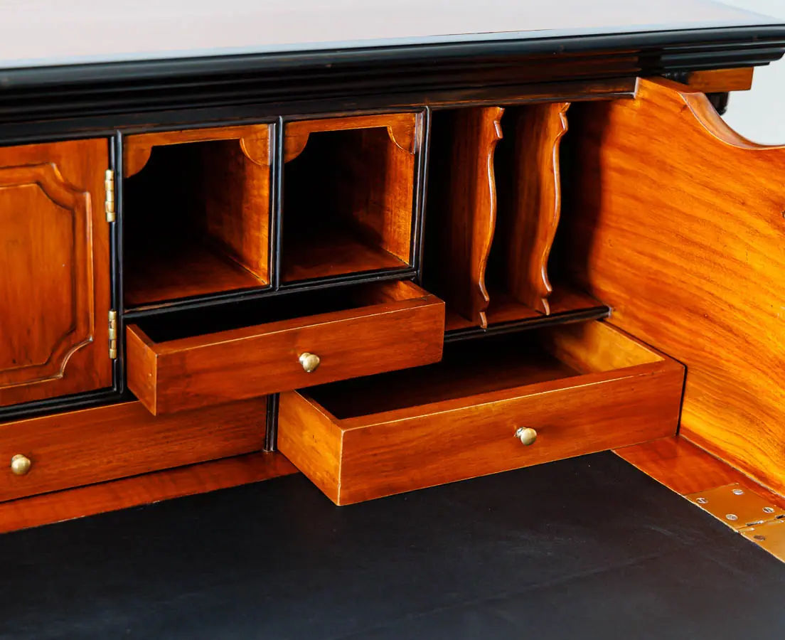Antique Chests of Drawers - British Colonial Camphor & Ebony Secretaire Chest of Drawers - The Past Perfect Collection Singapore