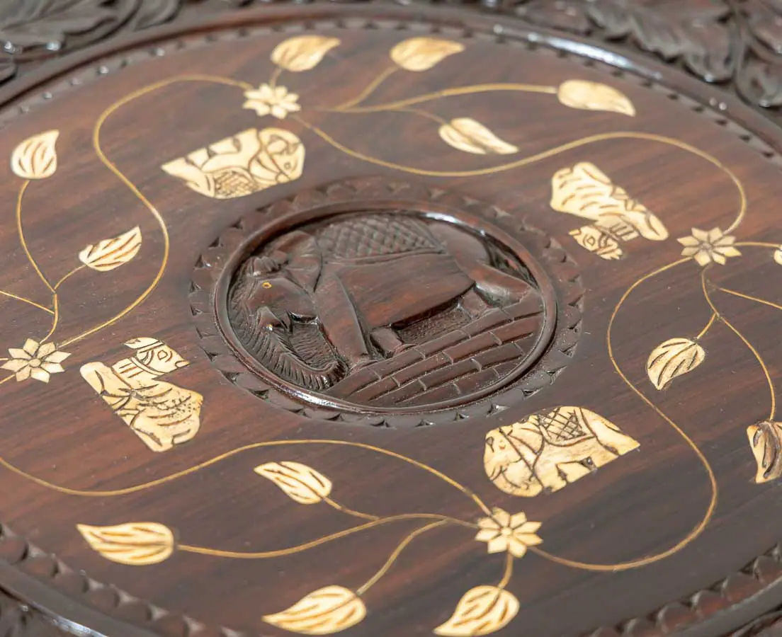 Antique Side Tables - British Colonial Carved Elephant Head Table - The Past Perfect Collection - Singapore