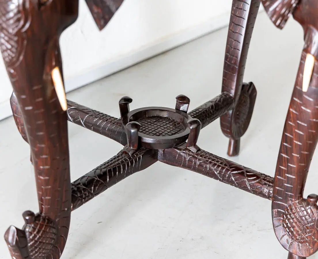 Antique Side Tables - British Colonial Carved Elephant Head Table - The Past Perfect Collection - Singapore