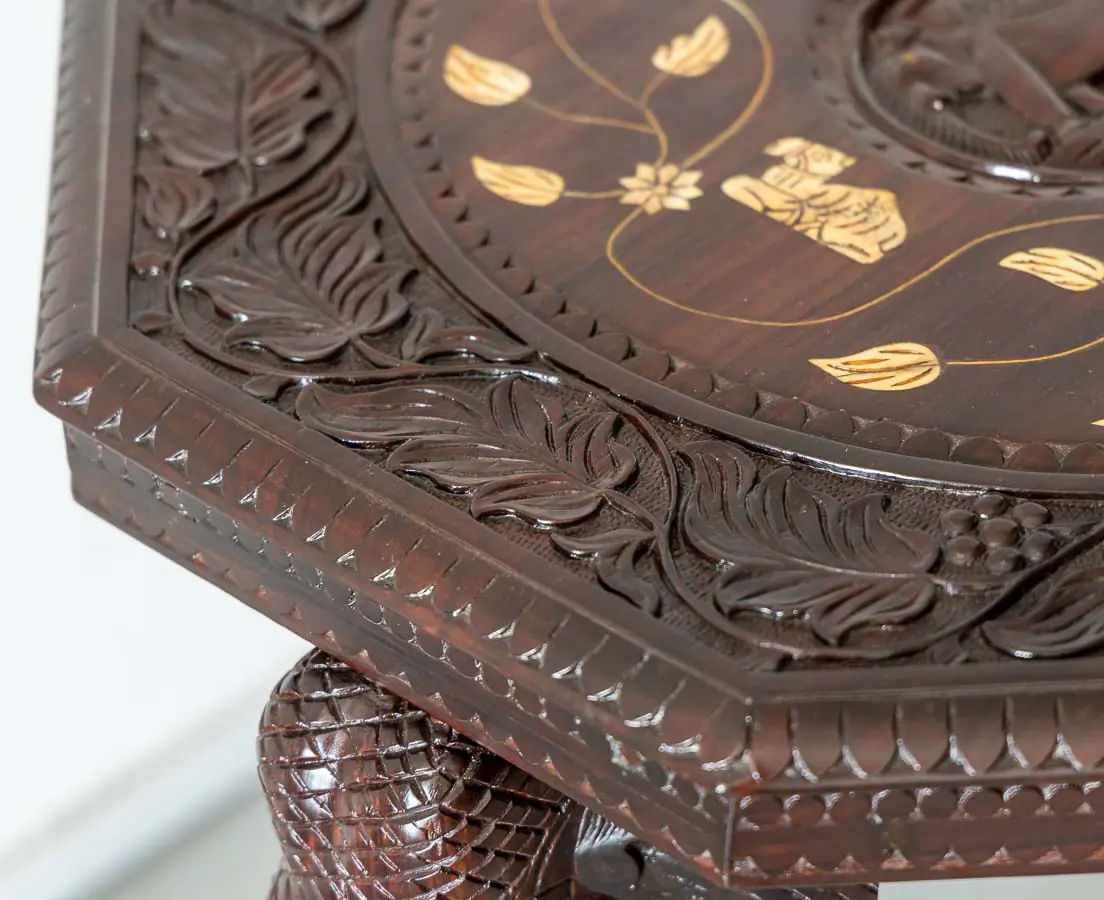 Antique Side Tables - British Colonial Carved Elephant Head Table - The Past Perfect Collection - Singapore