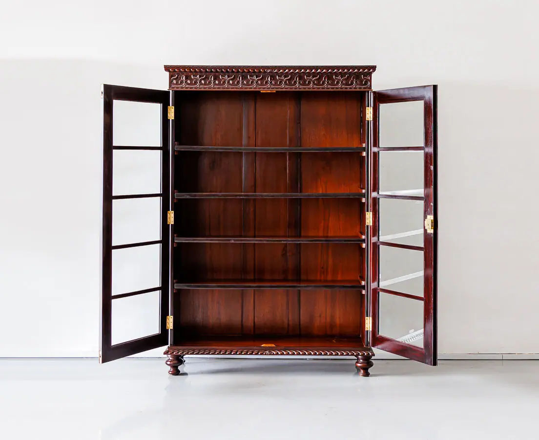 Antique Bookcases - British Colonial Rosewood Glass Front Cabinet - The Past Perfect Collection - Singapore