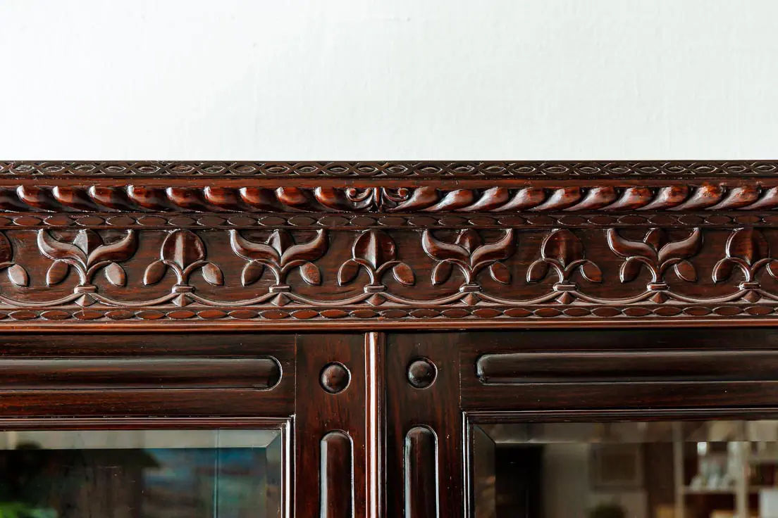 Antique Bookcases - British Colonial Rosewood Glass Front Cabinet - The Past Perfect Collection - Singapore