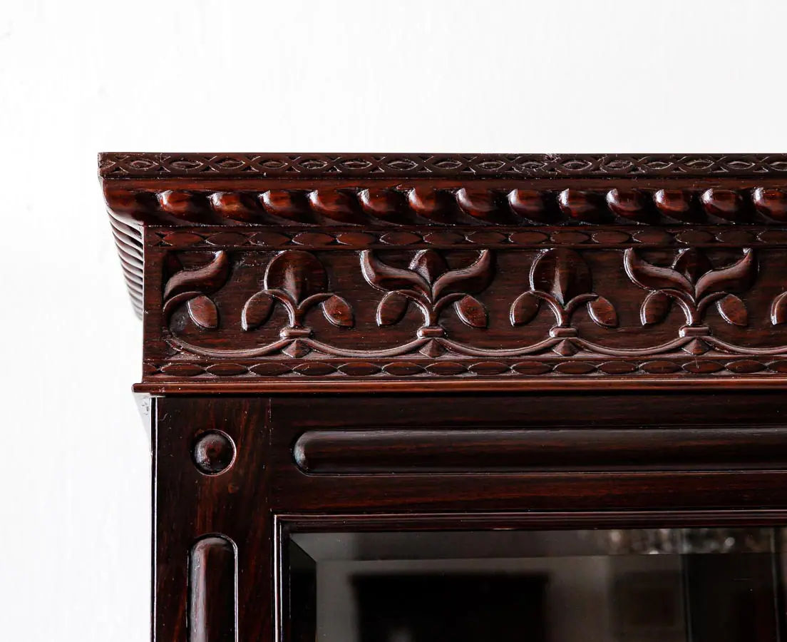 Antique Bookcases - British Colonial Rosewood Glass Front Cabinet - The Past Perfect Collection - Singapore