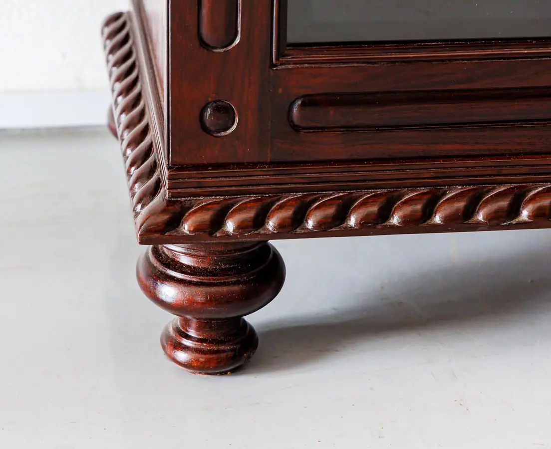 Antique Bookcases - British Colonial Rosewood Glass Front Cabinet - The Past Perfect Collection - Singapore