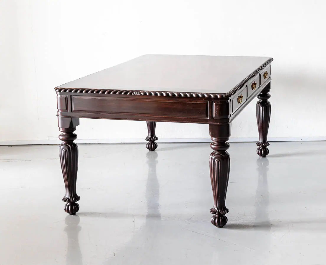 Antique Desks - British Colonial Rosewood & Mahogany Partners' Desk - The Past Perfect Collection - Singapore