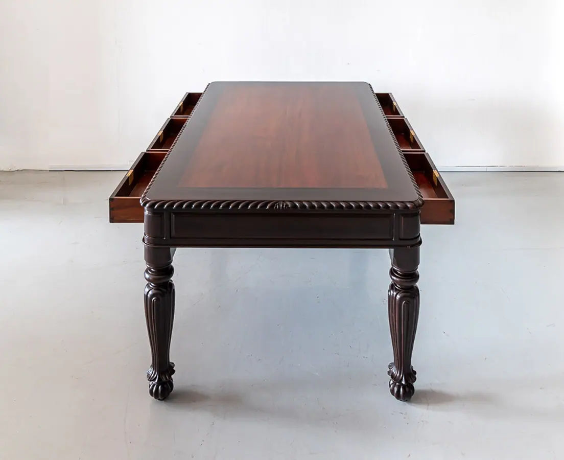 Antique Desks - British Colonial Rosewood & Mahogany Partners' Desk - The Past Perfect Collection - Singapore