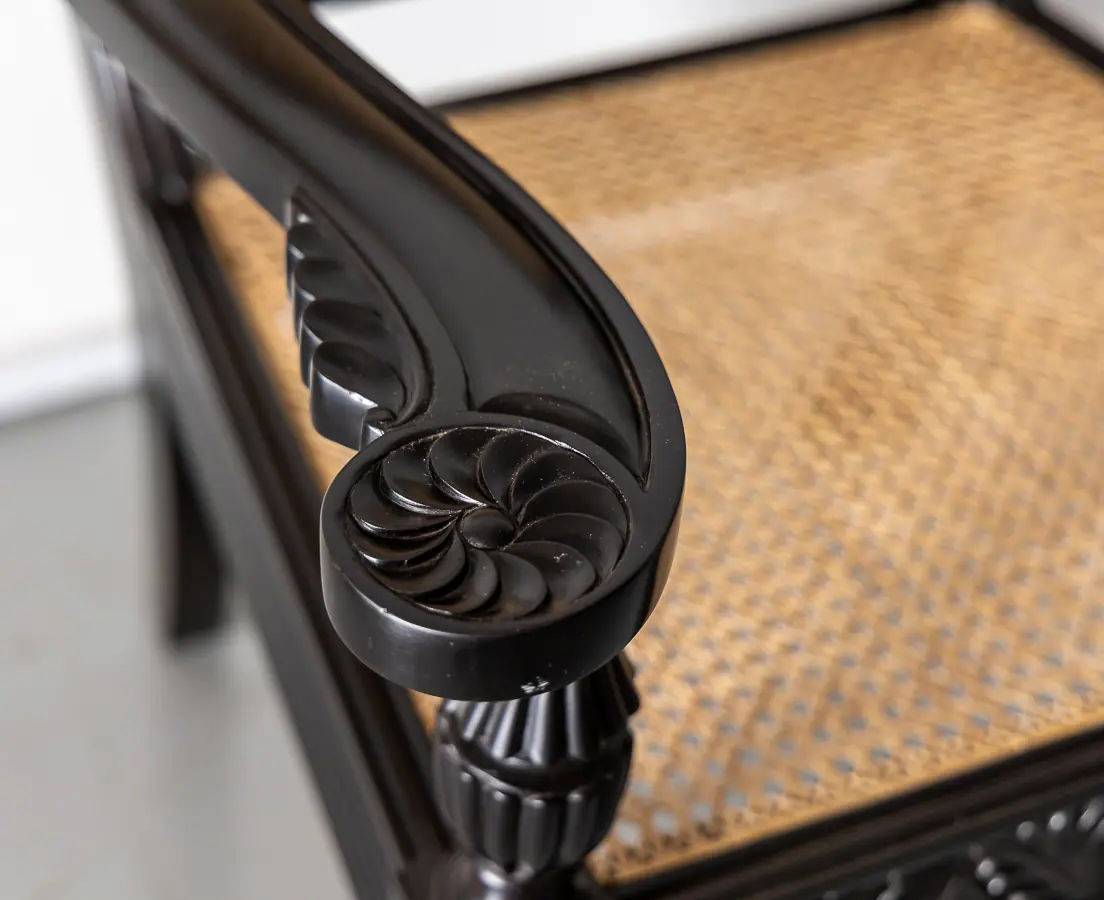 Antique Chairs - British Colonial Ebony Library Chairs - The Past Perfect Collection - Singapore