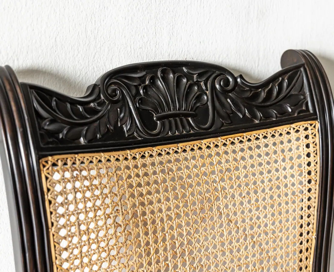 Antique Chairs - British Colonial Ebony Library Chairs - The Past Perfect Collection - Singapore