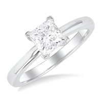 1 ctw Princess Cut Lab Grown Diamond Solitaire Ring in 10K White Gold- Size 5