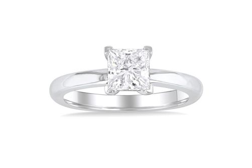 1 ctw Princess Cut Lab Grown Diamond Solitaire Ring in 10K White Gold- Size 5