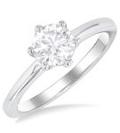 1 ctw Round Cut Lab Grown Diamond Solitaire Ring in 10K White Gold- Size 5