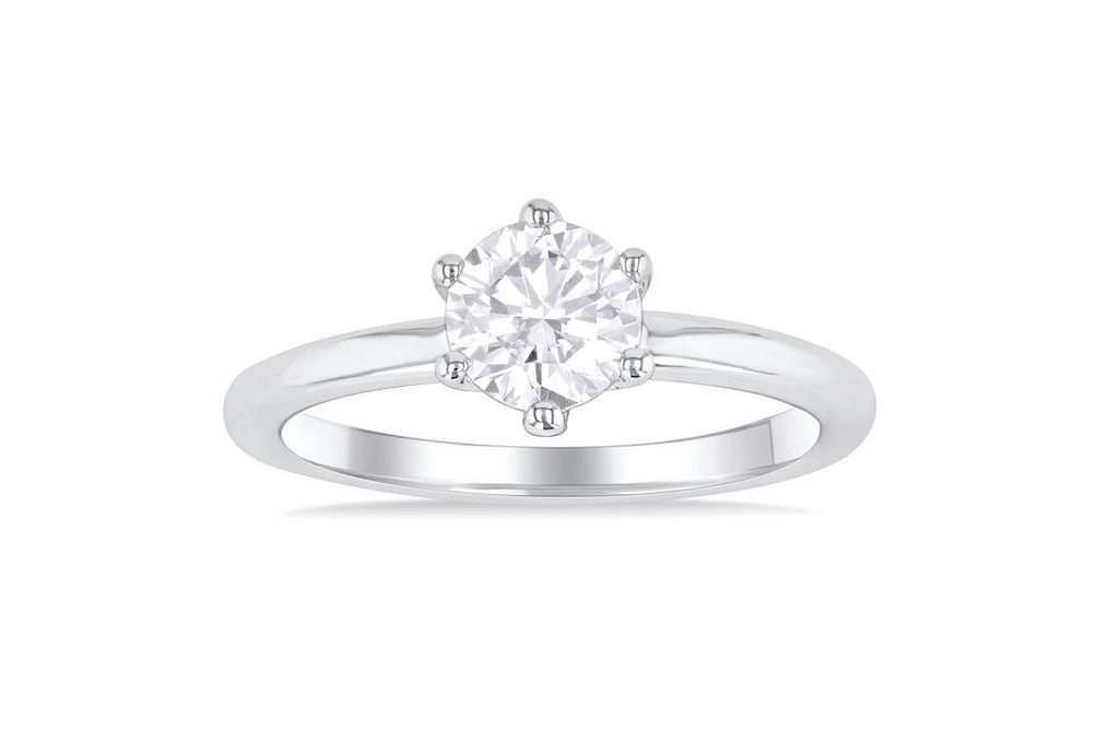 1 ctw Round Cut Lab Grown Diamond Solitaire Ring in 10K White Gold- Size 5