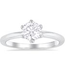 1 ctw Round Cut Lab Grown Diamond Solitaire Ring in 10K White Gold- Size 5