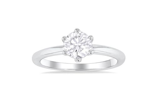 1 ctw Round Cut Lab Grown Diamond Solitaire Ring in 10K White Gold- Size 5