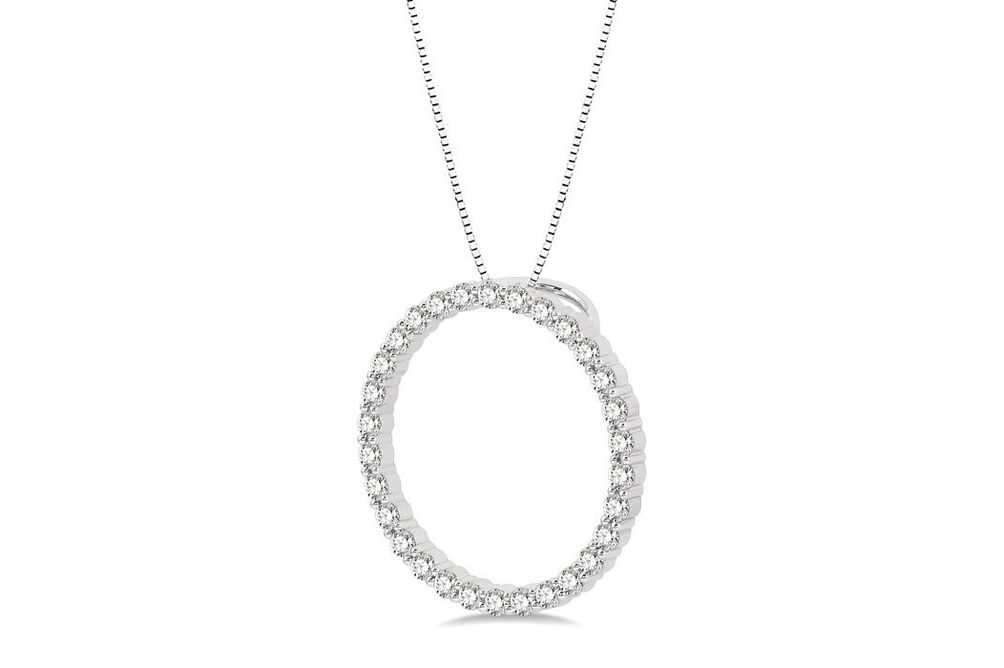 1 Ctw Round Cut Diamond Circle of Love Pendant with Chain in 14K White Gold