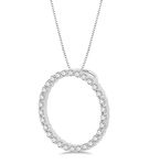 1 Ctw Round Cut Diamond Circle of Love Pendant with Chain in 14K White Gold