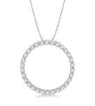 1 Ctw Round Cut Diamond Circle of Love Pendant with Chain in 14K White Gold