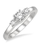 1/2 ctw Round Cut Lab Grown Diamond Three-Stone Ring in 10K White Gold - Size 5