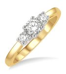 1/2 ctw Round Cut Lab Grown Diamond Three-Stone Ring in 10K Yellow and White Gold - Size 5