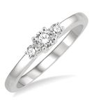 1/4 ctw Round Cut Lab Grown Diamond Three-Stone Ring in 10K White Gold - Size 5