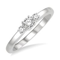 1/4 ctw Round Cut Lab Grown Diamond Three-Stone Ring in 10K White Gold - Size 5