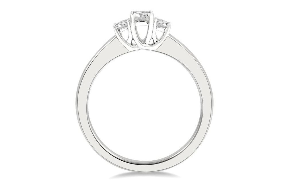 1/4 ctw Round Cut Lab Grown Diamond Three-Stone Ring in 10K White Gold - Size 5