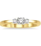 1/4 ctw Round Cut Lab Grown Diamond Three-Stone Ring in 10K Yellow and White Gold - Size 5